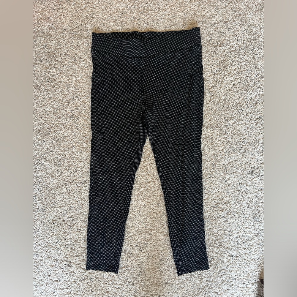 LOFT leggings large (black and white polka dot)